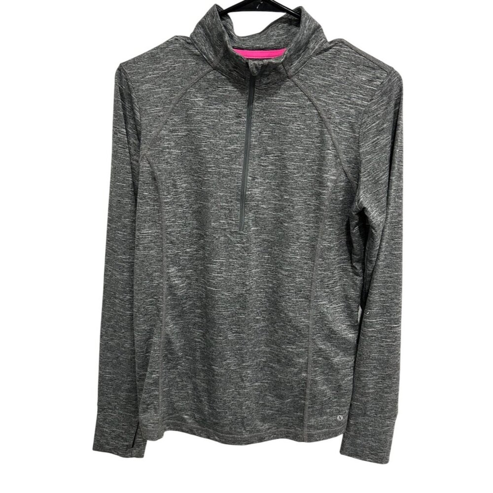 Xersion Womens Gray 1/4 Zip Pullover Semi Fit Long Sleeve Top Size Medium